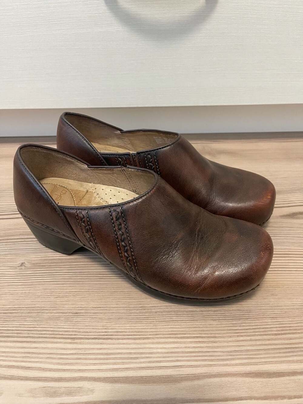 Dansko Brown Leather Slip-On Clogs Women's Size 41